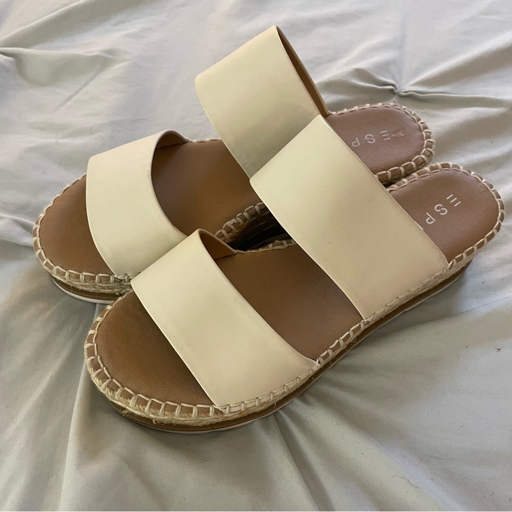 Esprit White and Tan Heeled Sandals